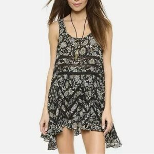 Free People Floral and lace mini trapeze dress size medium